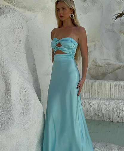 Strapless Blue Sheath Long Prom Dresses P13