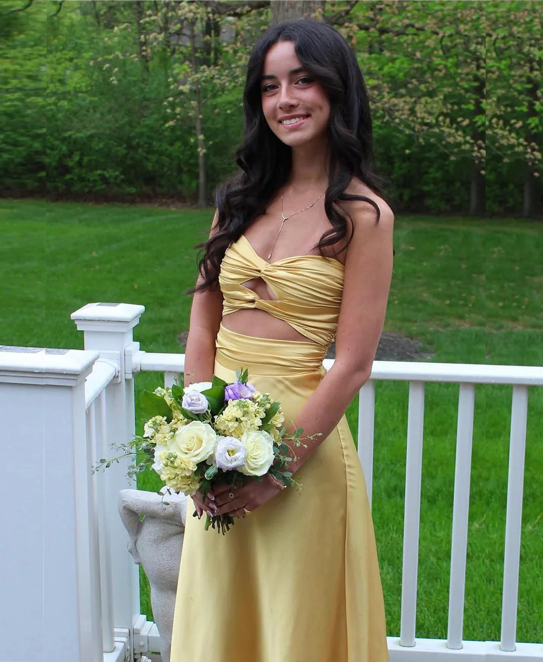 Strapless Yellow Sheath Long Prom Dresses P14