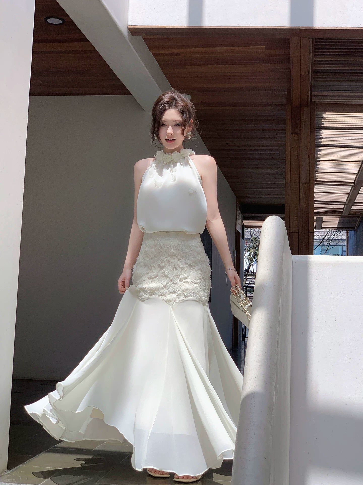 3d Flower Lace 2 Pcs Set Wedding Dress for Bridal  L97