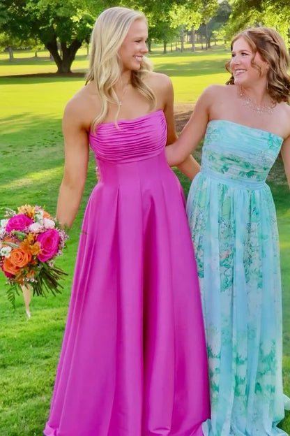 A-Line Strapless Empire-Waist Formal Long Prom Dress  P2520