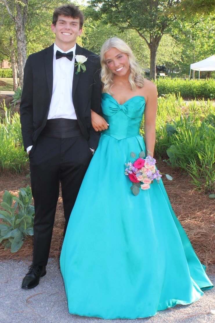 A-Line Strapless Satin Long Prom Dress Wedding Guest Dress  P2500