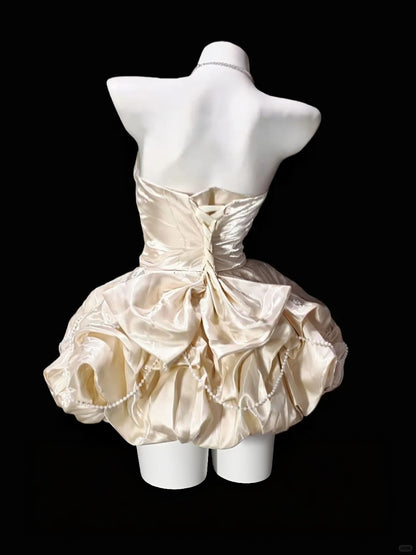A Line  Birthday Dress Champagne Homecoming Dress With Bow Knots  P1966