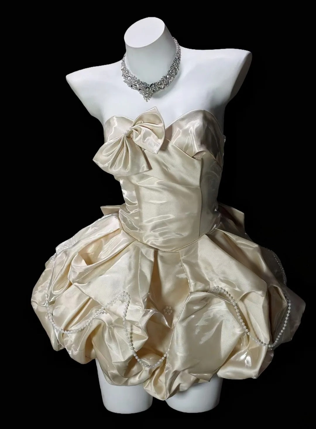 A Line  Birthday Dress Champagne Homecoming Dress With Bow Knots  P1966