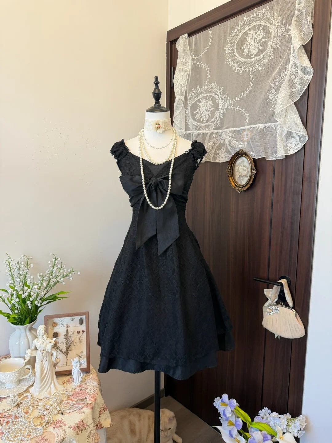 A Line Black Lace Birthday Dress Short Homecoming Dress  P1894