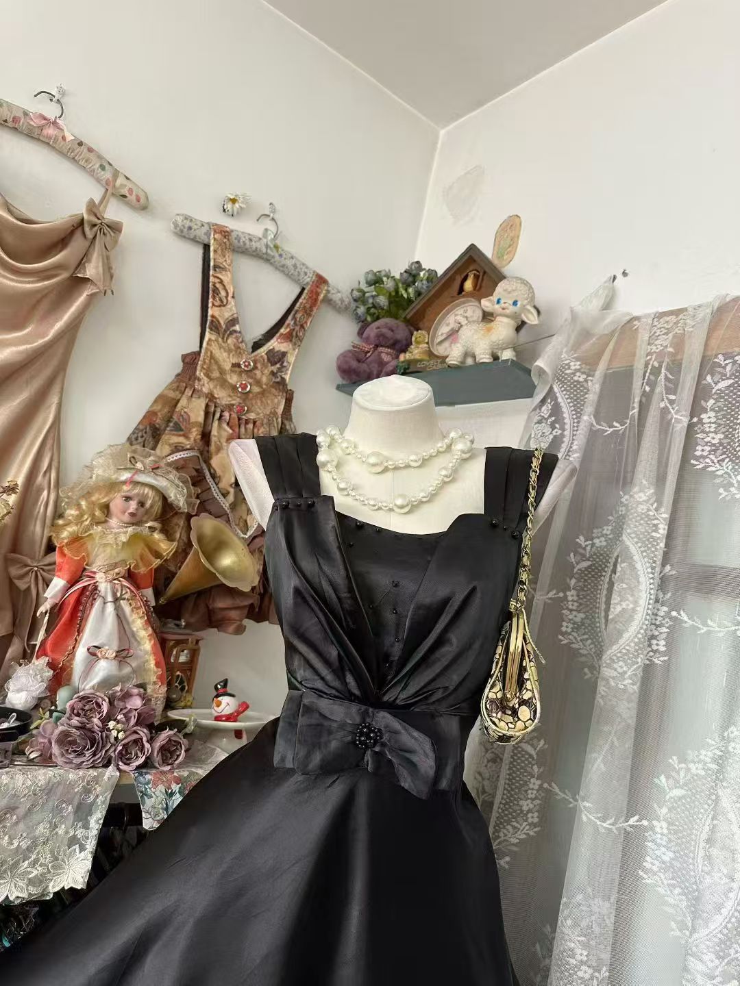 A Line Black Satin Birthday Dress Short Homecoming Dress   P2079