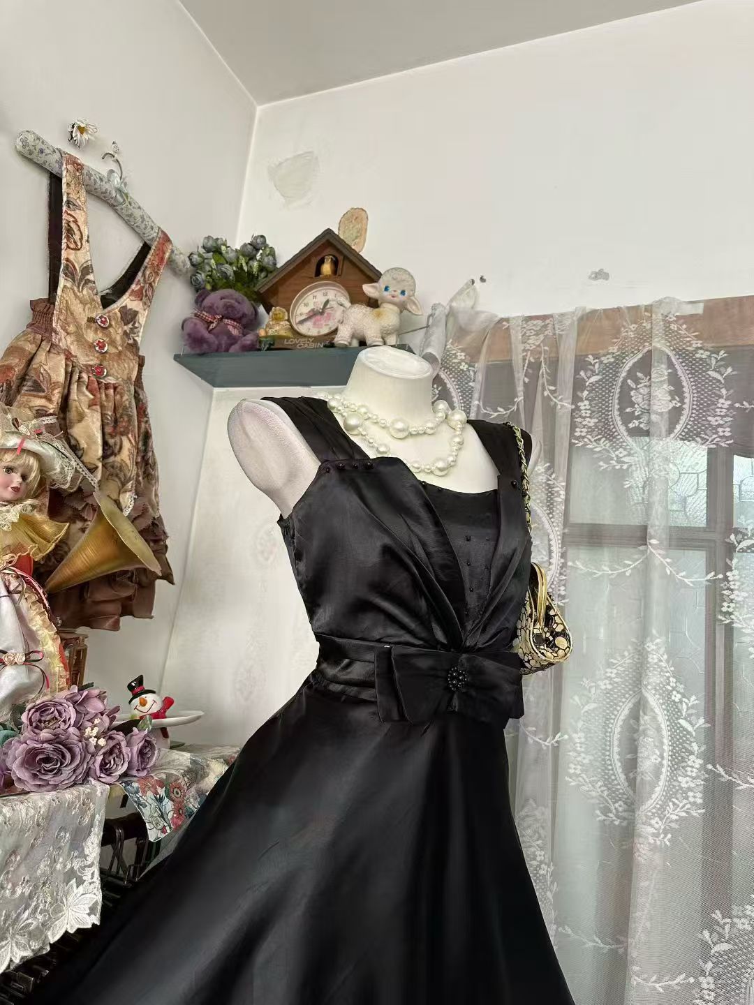 A Line Black Satin Birthday Dress Short Homecoming Dress   P2079