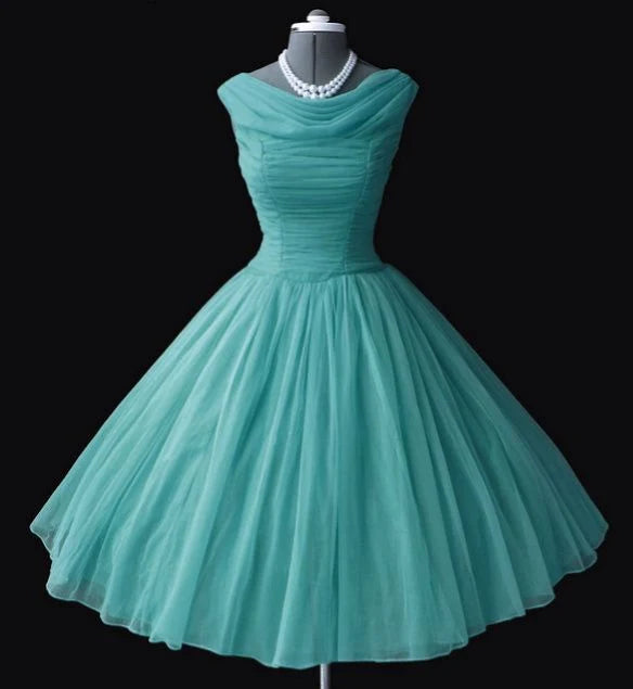 A Line Blue Tulle Homecoming Dress Short Party Dress   P2114