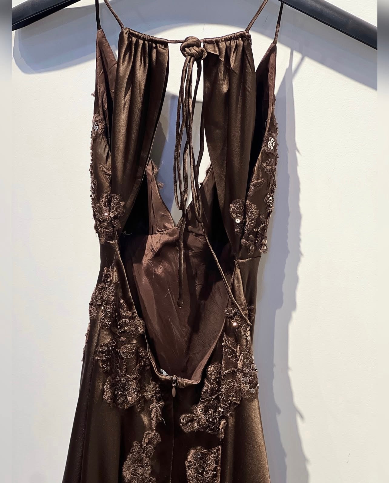 A Line Brown Satin Prom Dress Formal Evening Dress  P896