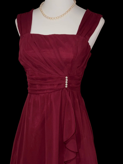A Line Burgundy Chiffon Ruffled Homecoming Dress  P1869