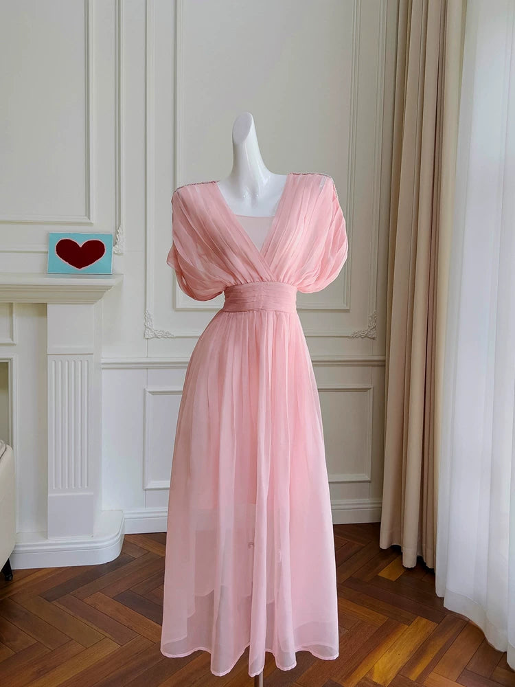 A Line Chiffon Wedding Guest Dress  Formal Evening Gown   P1749