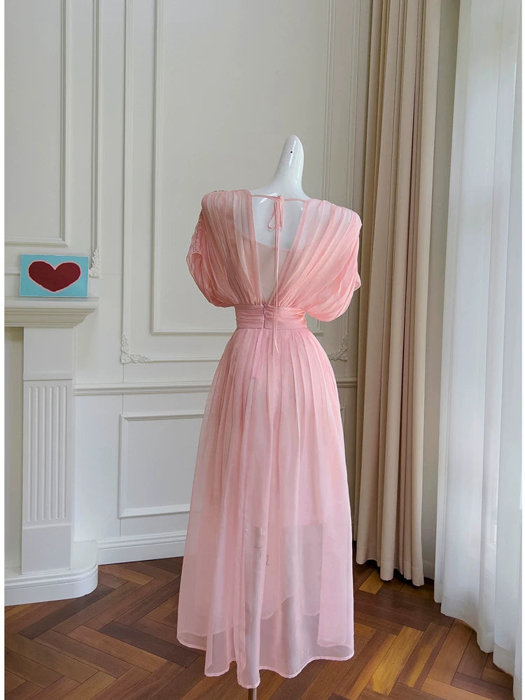 A Line Chiffon Wedding Guest Dress  Formal Evening Gown   P1749