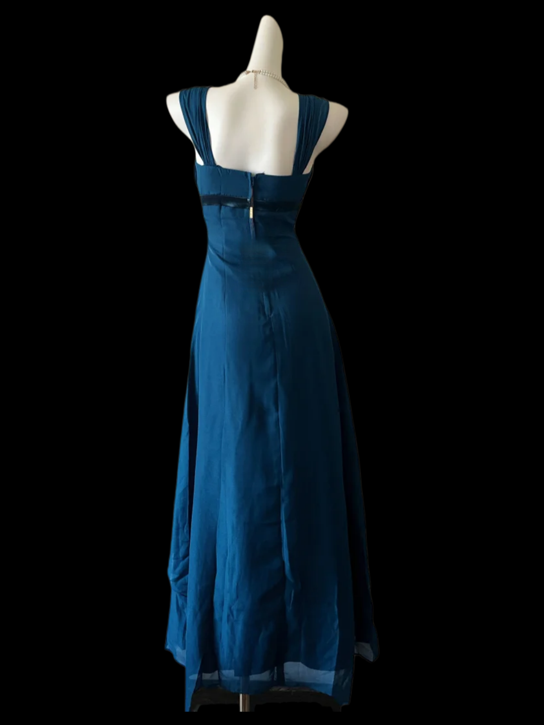 A Line Dark Teal Chiffon Prom Dress Ruffled Formal Dress  P1064