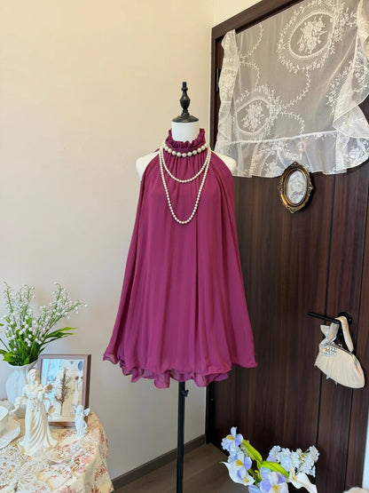 A Line Fuchsia Chiffon Homecoming Dress Short Party Dress  P1899