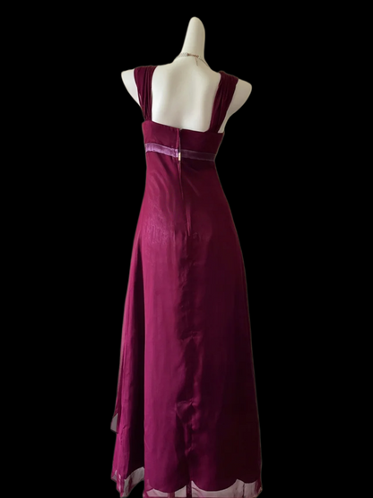 A Line Fuchsia Chiffon Prom Dress Ruffled Formal Dress  P1068