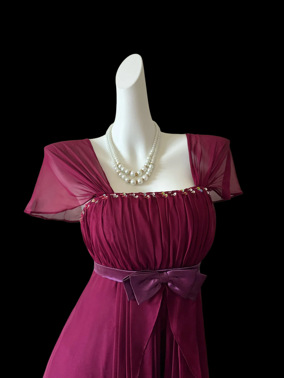 A Line Fuchsia Chiffon Prom Dress Ruffled Formal Dress  P1068