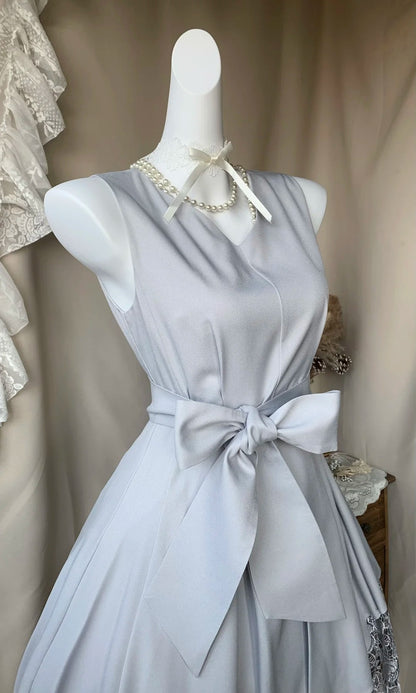 A Line Gray Elegant Homecoming Dress Sleeveless Birthday Outfit   P1875