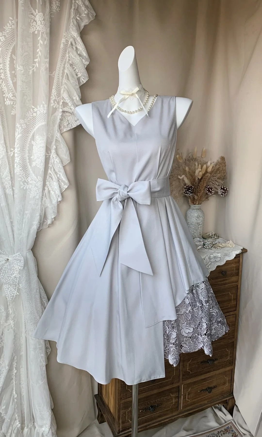 A Line Gray Elegant Homecoming Dress Sleeveless Birthday Outfit   P1875