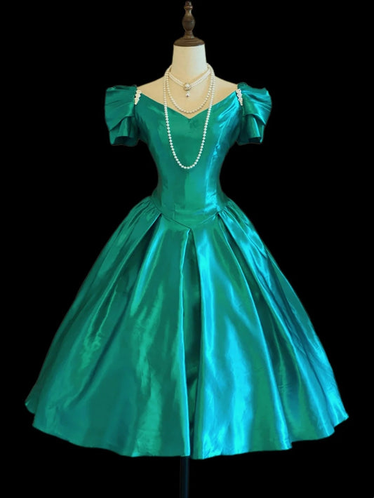 A Line Green Satin Homecoming Dress Elegant Birthday Dress  P1670