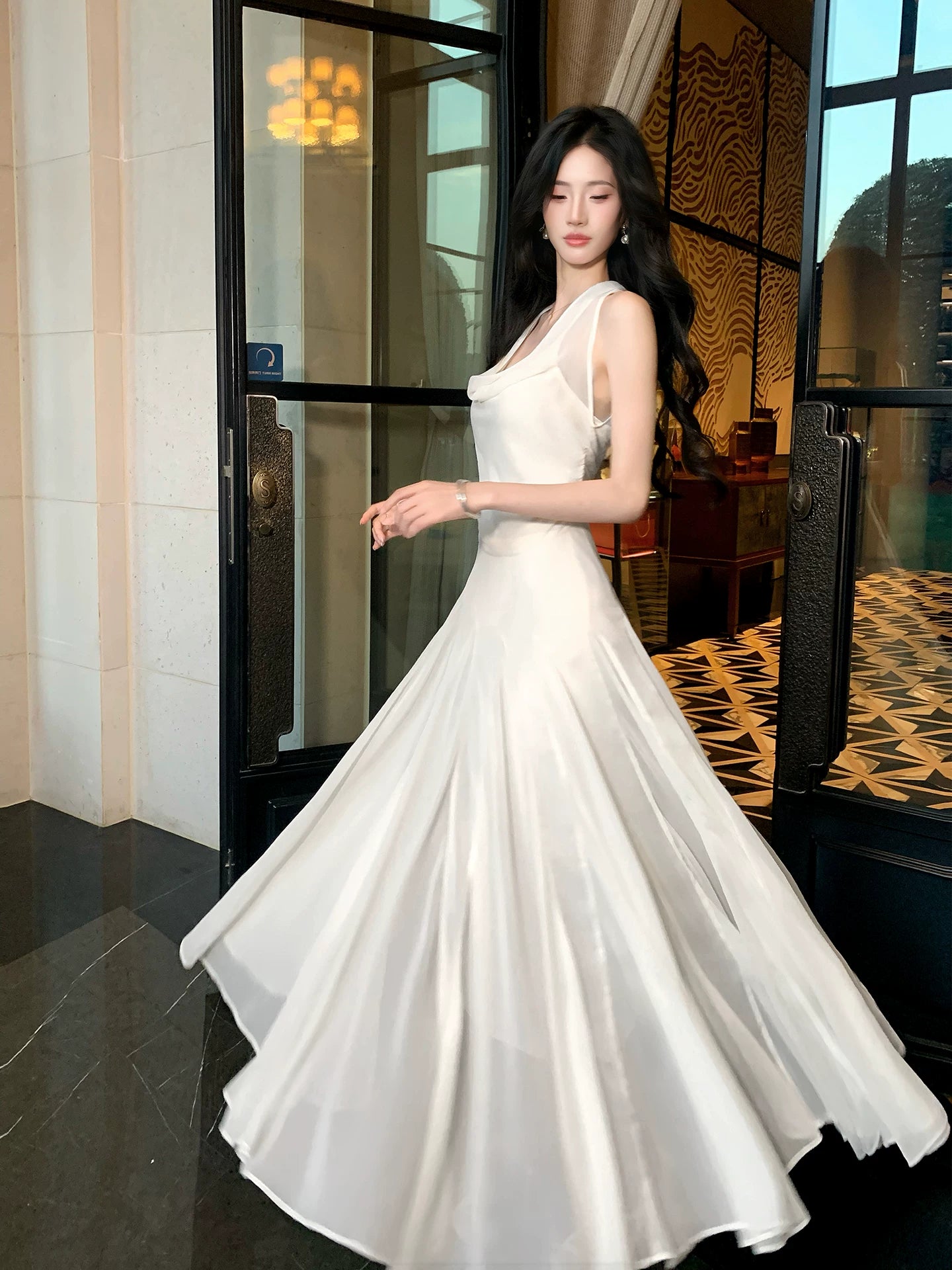 A Line Halter Chiffon Wedding Dress Formal Evening Dress  P1517