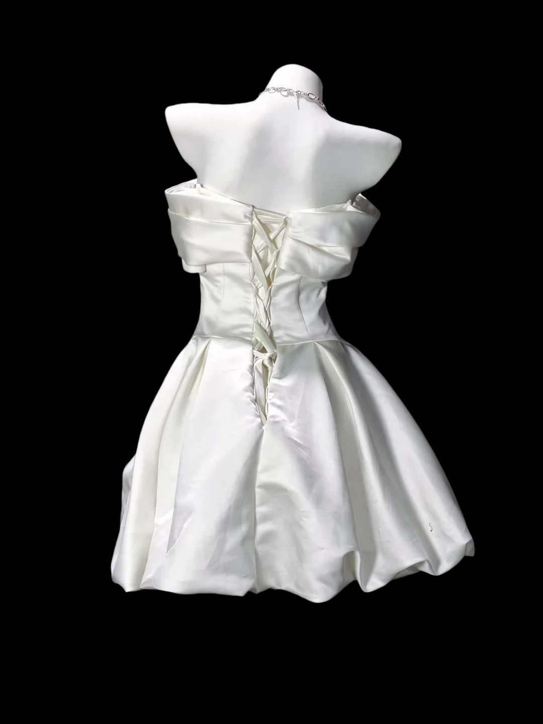 A Line Ivory Satin Birthday Dress Short Graduation Dress  P1968