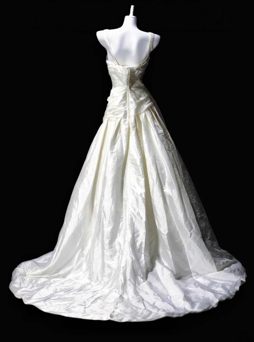 A Line Ivory Satin Retro Wedding Dress Formal Evening Dress  P1977