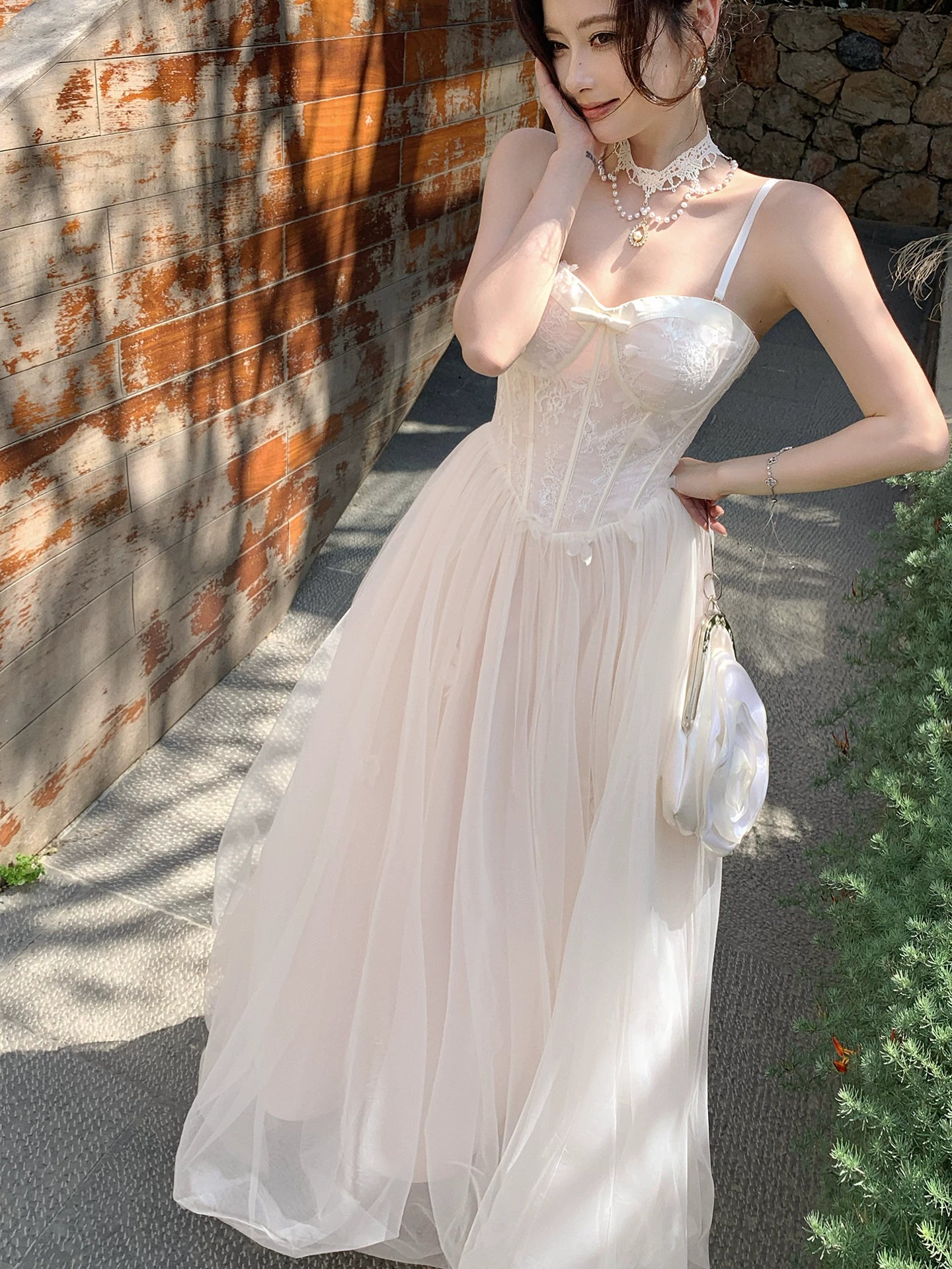 A Line Ivory Tulle Wedding Dress Formal Evening Dress  P1308