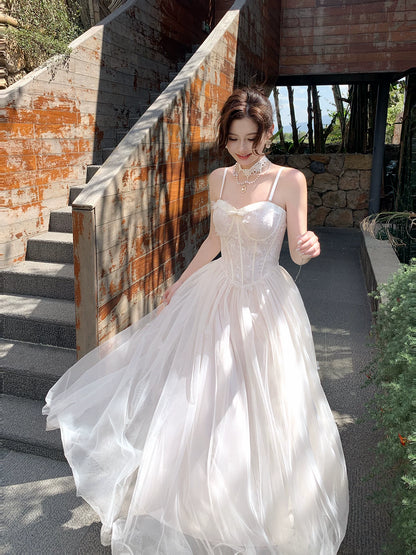 A Line Ivory Tulle Wedding Dress Formal Evening Dress  P1308