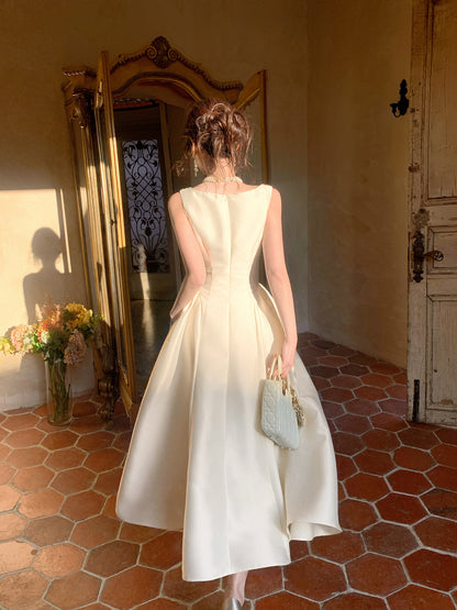 A Line Ivory Wedding Dress with Bridal Satin Evening Dress  P634