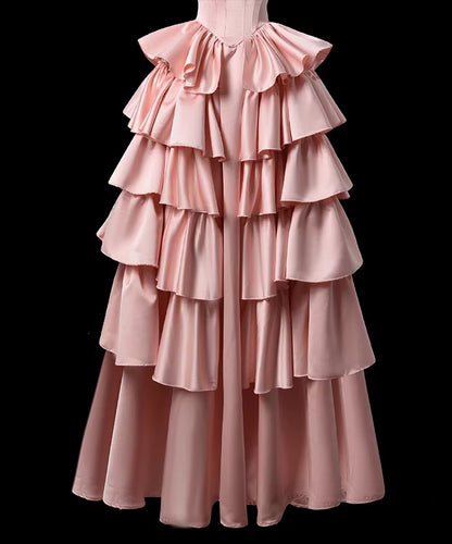 A Line Layered Pink Prom Dress Satin Sweet 16 Birthday Dress  P698