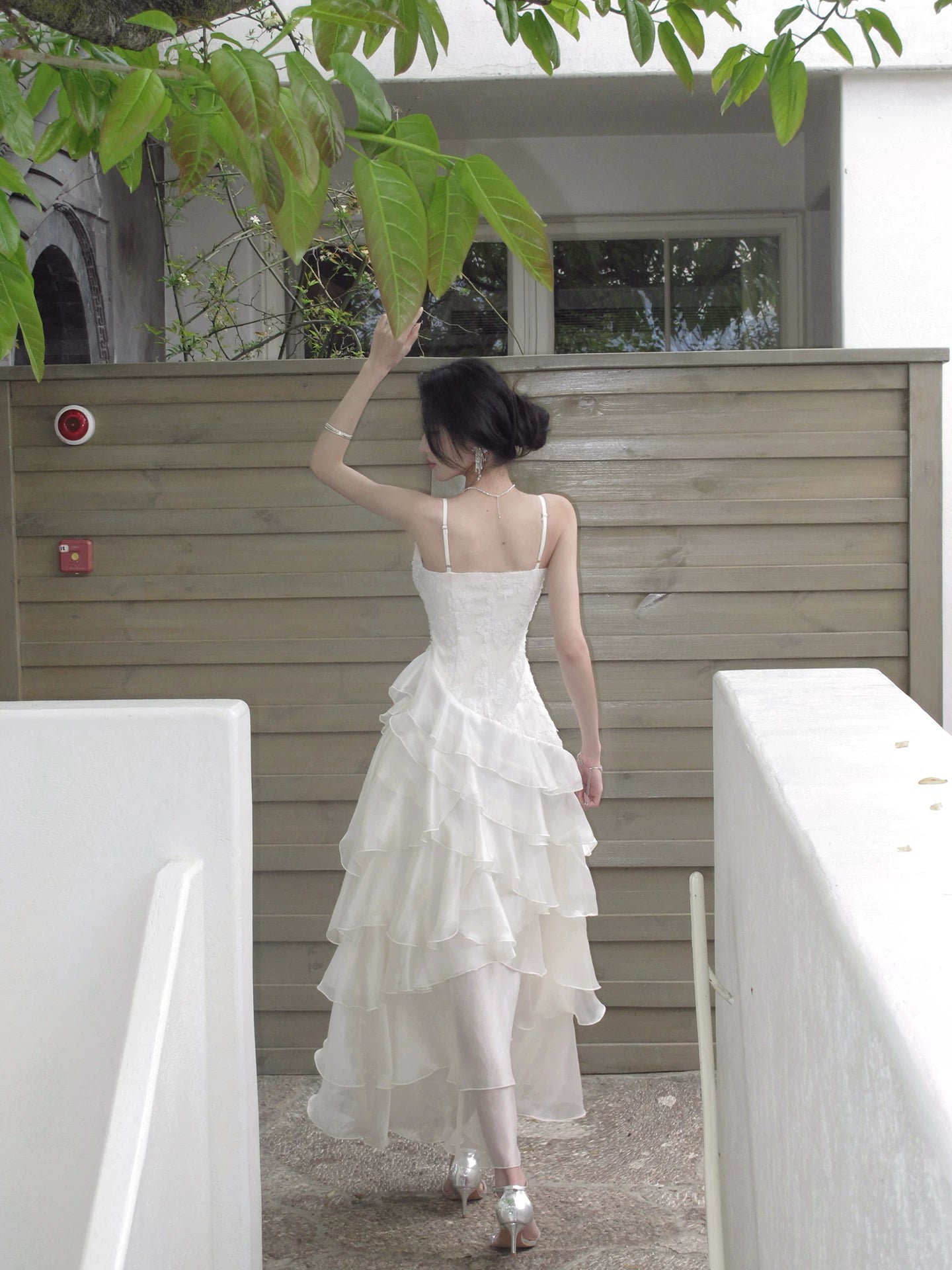 A Line Layered Wedding Dress Ruffled Evening Dress  P1280