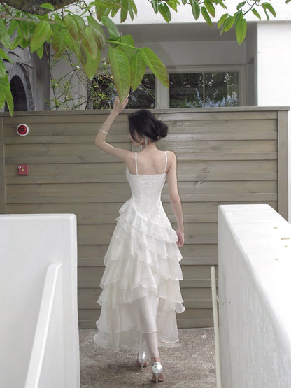 A Line Layered Wedding Dress Ruffled Evening Dress  P1280