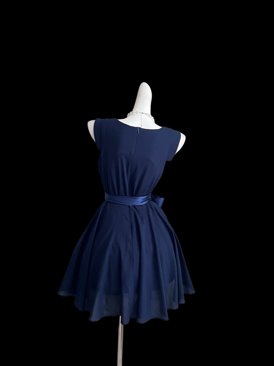 A Line Navy Blue Chiffon Homecoming Dress Short Party Dress  P1687