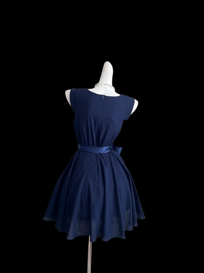 A Line Navy Blue Chiffon Homecoming Dress Short Party Dress  P1687