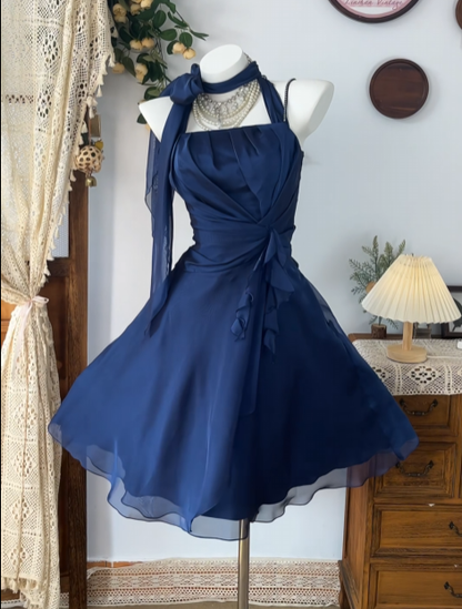 A Line Navy Blue Short Homecoming Dress Short Party Dress  P1488
