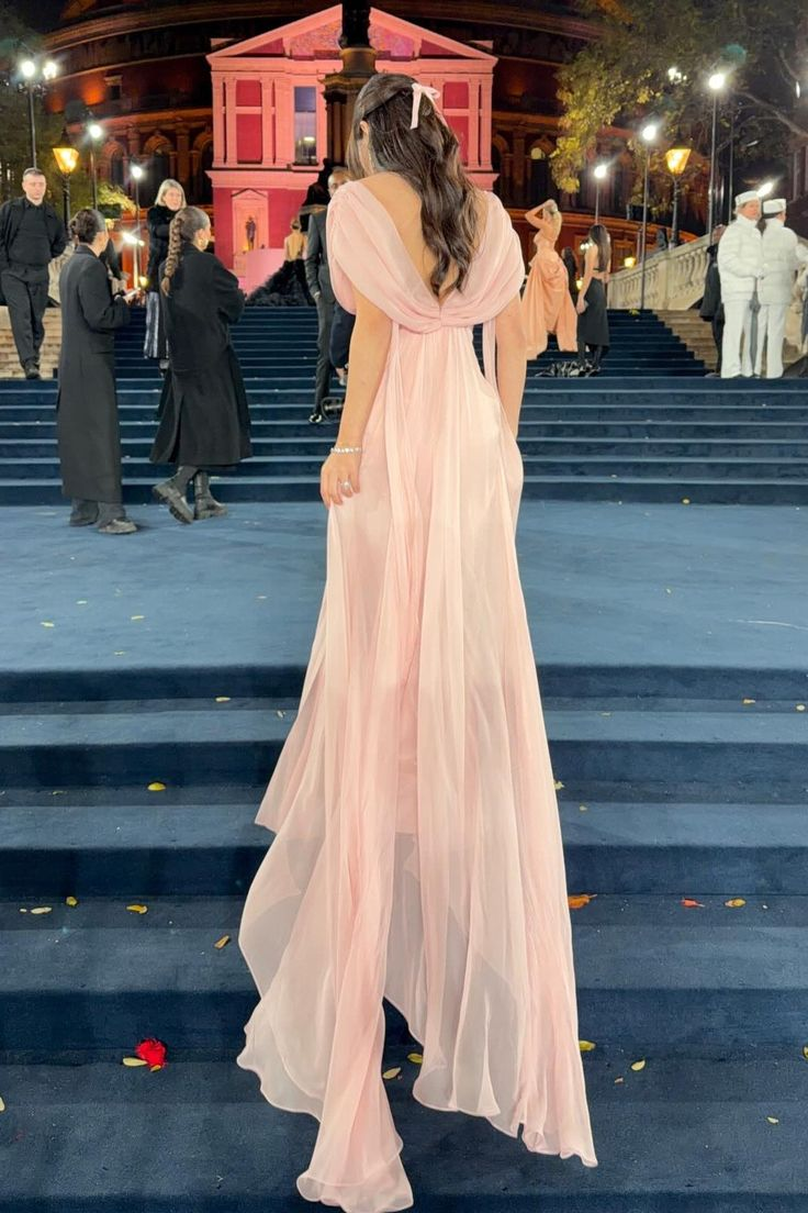 A Line Off The Shoulder Pink Long Prom Dress With Ruffles  P1077