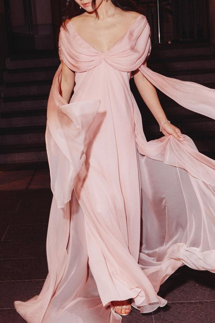 A Line Off The Shoulder Pink Long Prom Dress With Ruffles  P1077