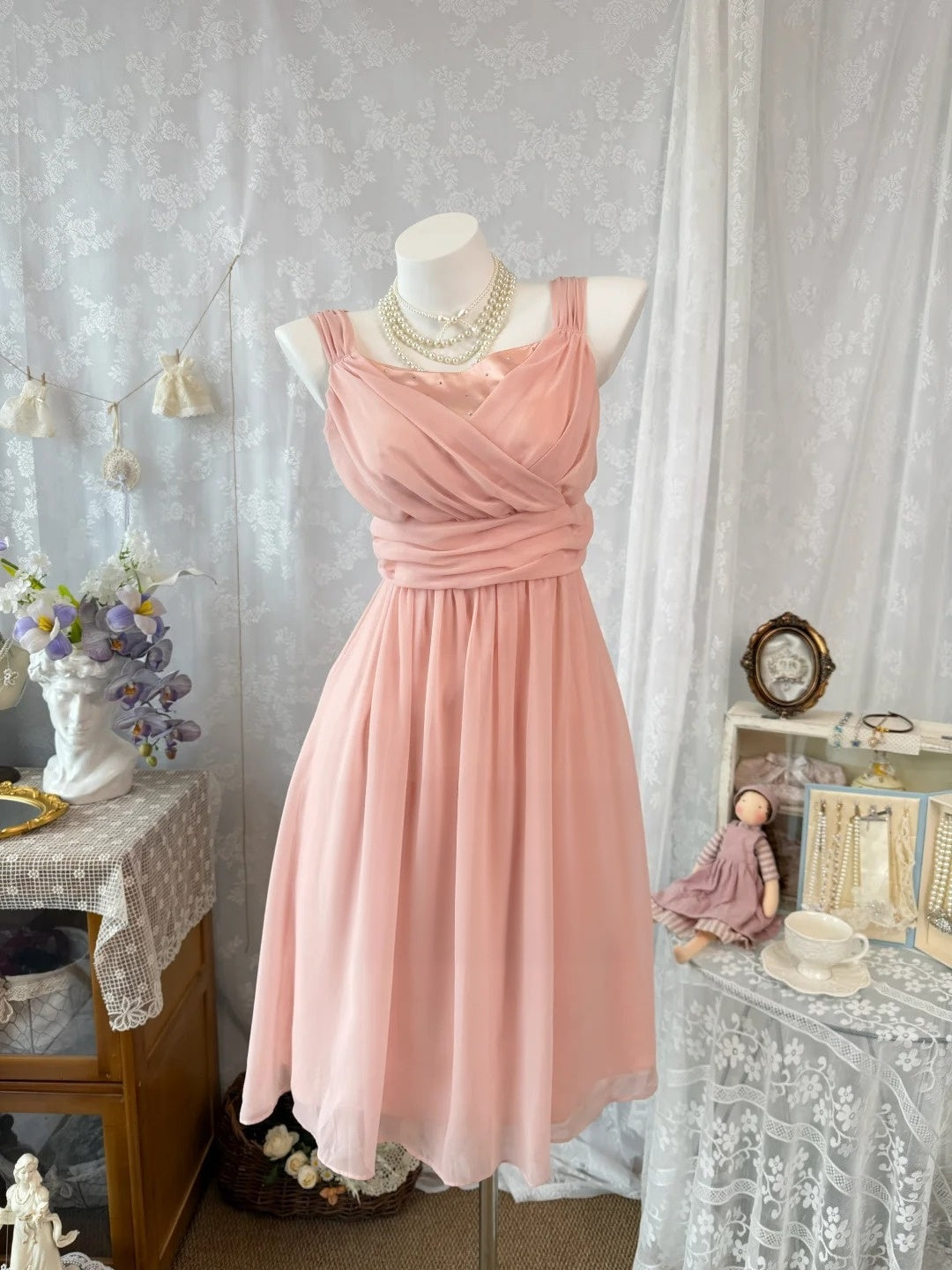 A Line Pink Chiffon Homecoming Dress Short Party Dress   P1908