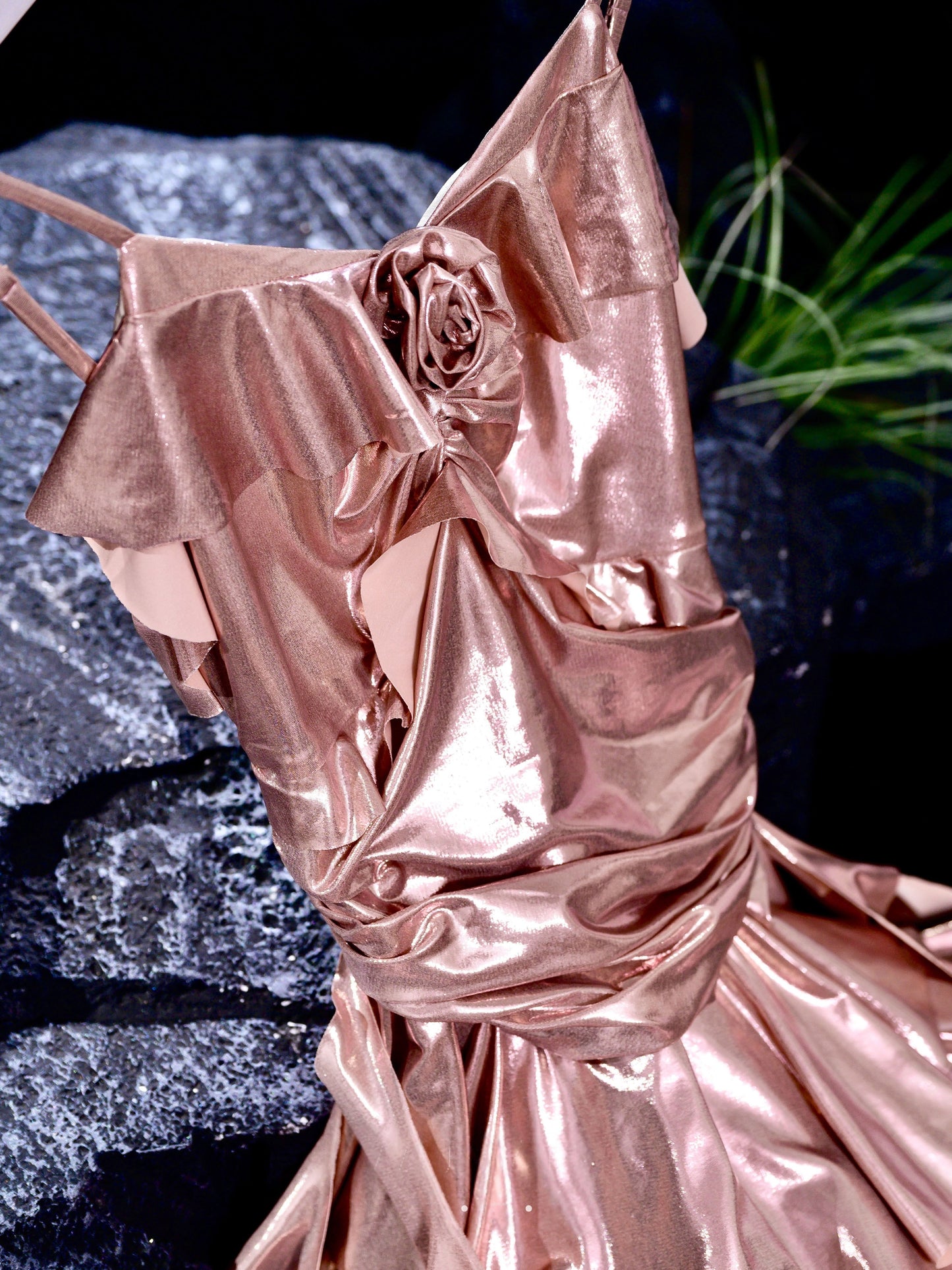 A Line Pink Ruffle Party Dress Tea Length Birthday Dress  P781