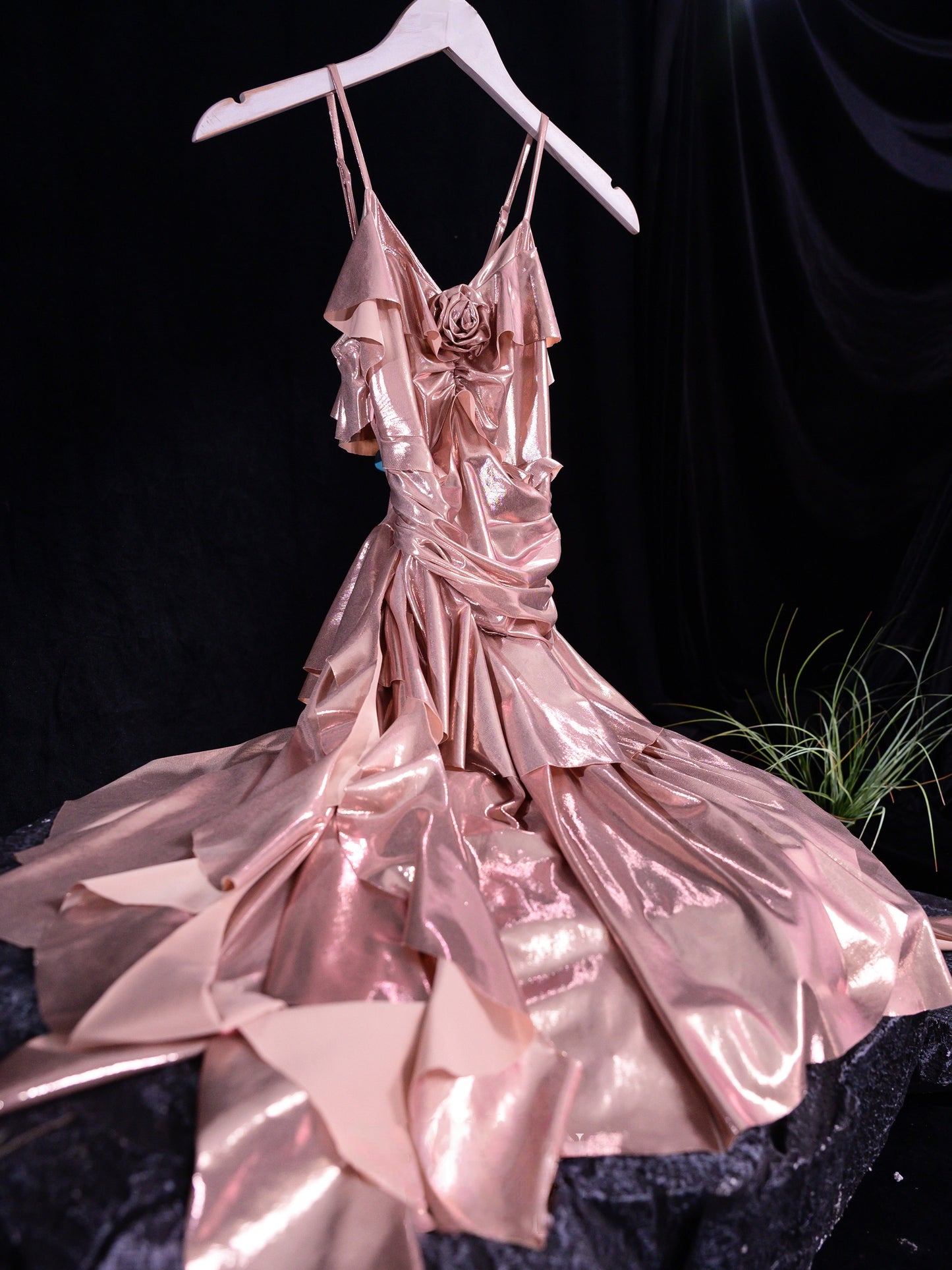 A Line Pink Ruffle Party Dress Tea Length Birthday Dress  P781