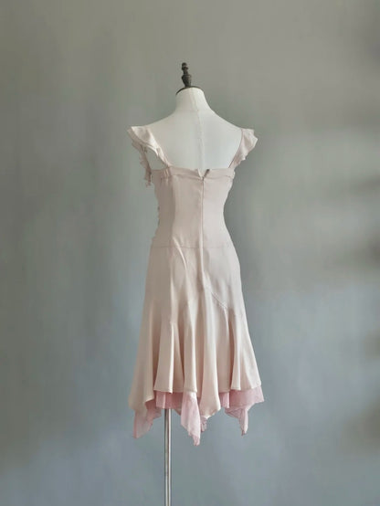 A Line Pink Ruffled Homecoming Dress Short Party Dress  P1322