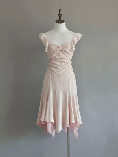 A Line Pink Ruffled Homecoming Dress Short Party Dress  P1322