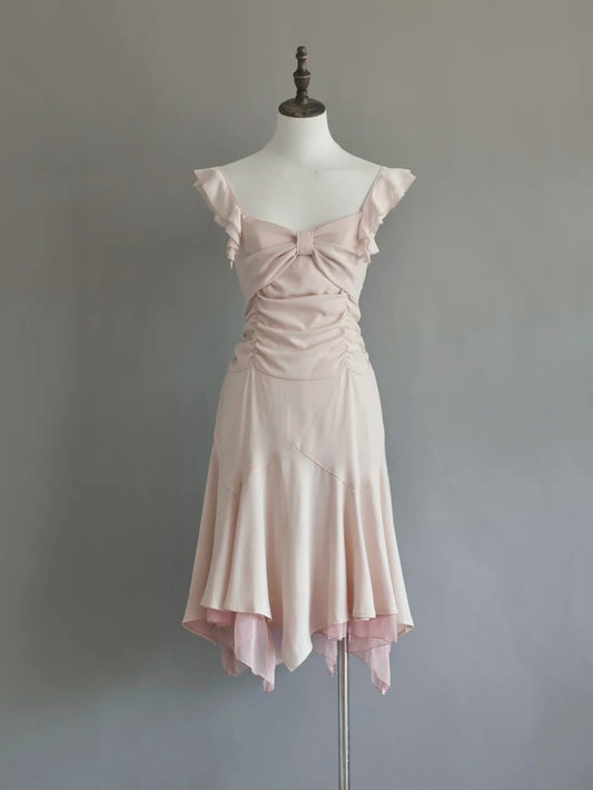 A Line Pink Ruffled Homecoming Dress Short Party Dress  P1322
