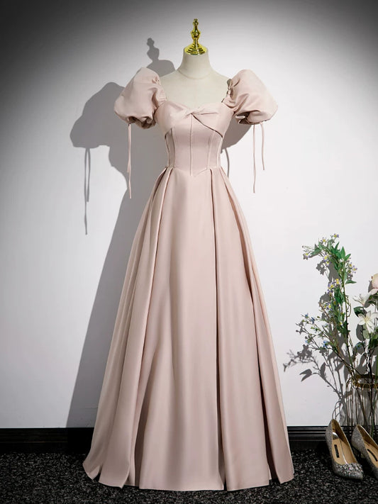 A Line Pink Satin Prom Dress Sweet Birthday Dress  P1243