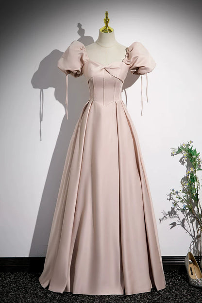 A Line Pink Satin Prom Dress Sweet Birthday Dress  P1243