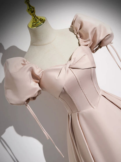 A Line Pink Satin Prom Dress Sweet Birthday Dress  P1243