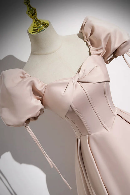 A Line Pink Satin Prom Dress Sweet Birthday Dress  P1243