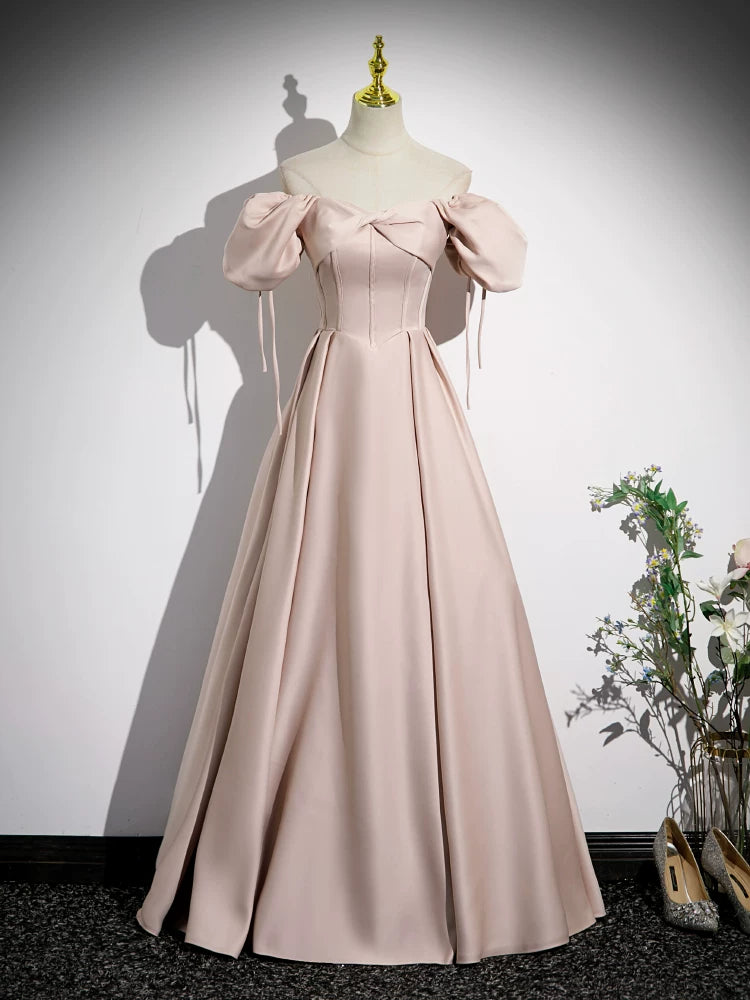 A Line Pink Satin Prom Dress Sweet Birthday Dress  P1243