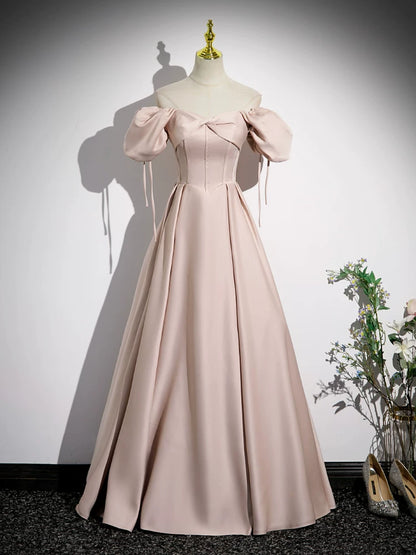 A Line Pink Satin Prom Dress Sweet Birthday Dress  P1243