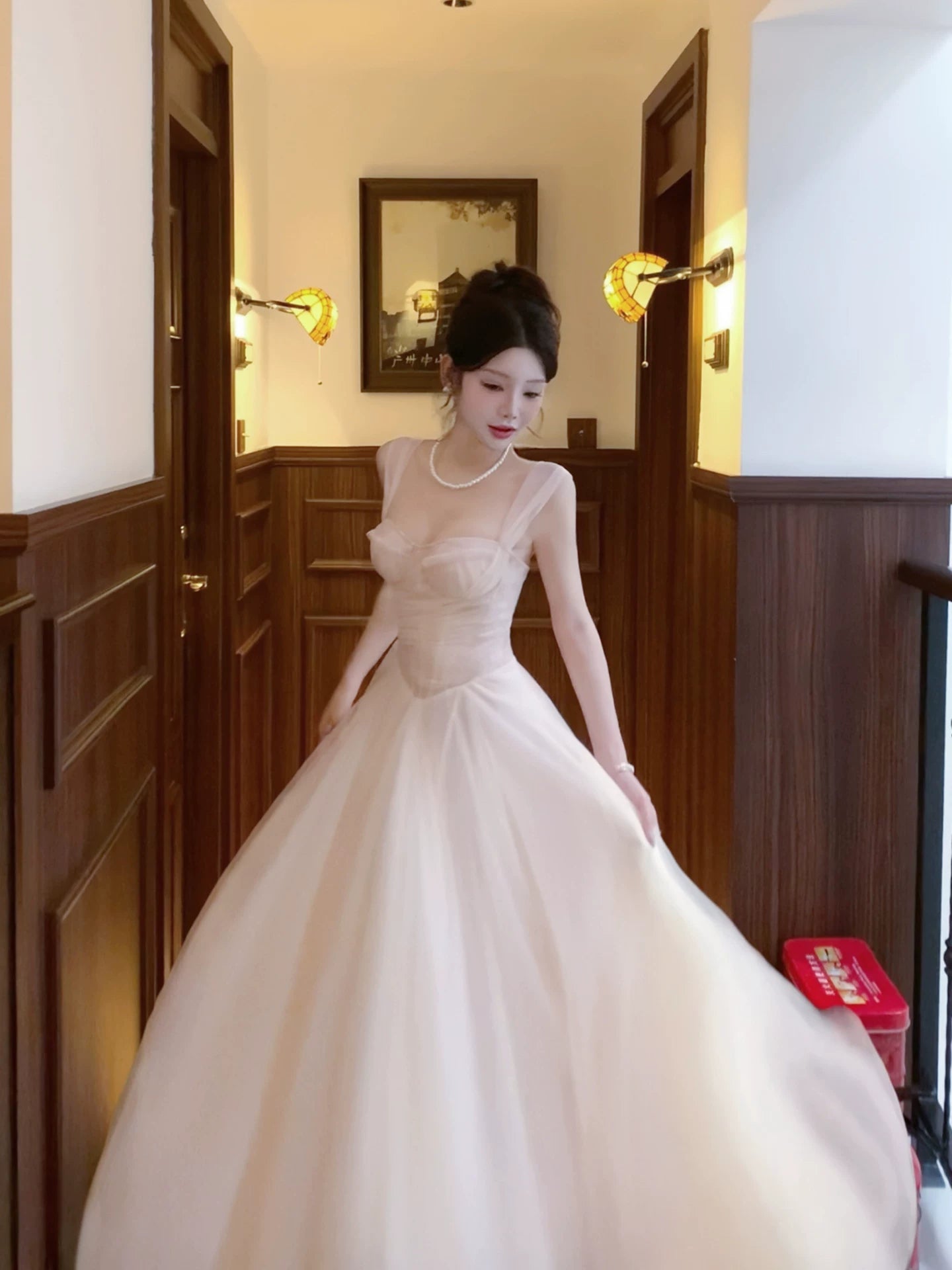 A Line Pink Tulle Formal Prom Dress Sweet Birthday Dress  P1616