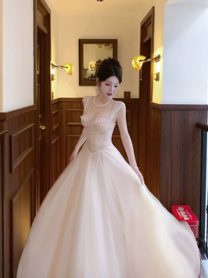 A Line Pink Tulle Formal Prom Dress Sweet Birthday Dress  P1616